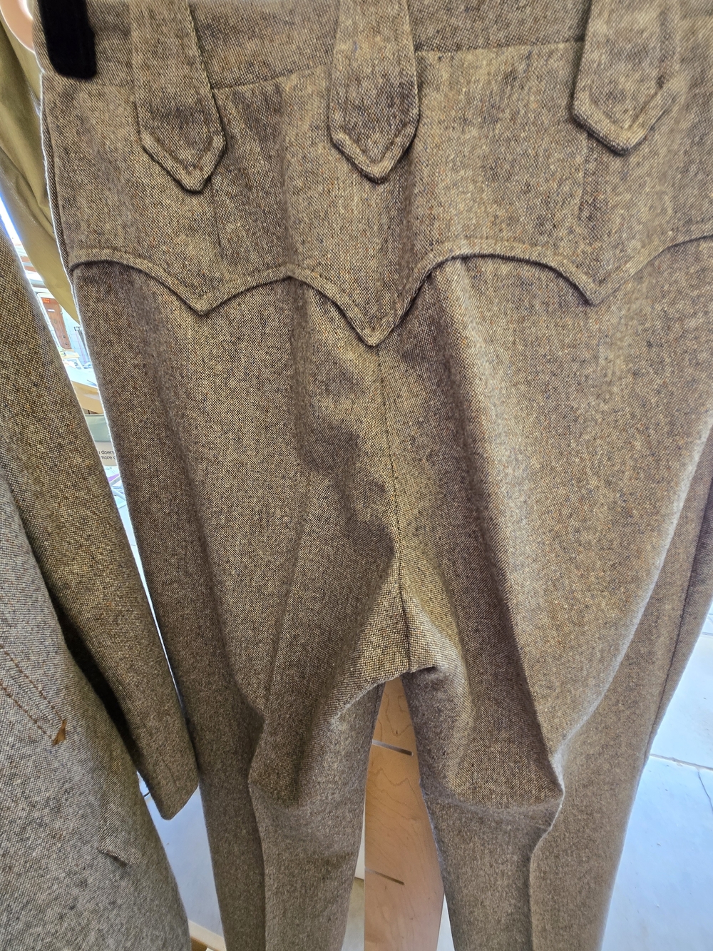 Wool Tweed High-Waist Tailored Trousers - Brown Tweed